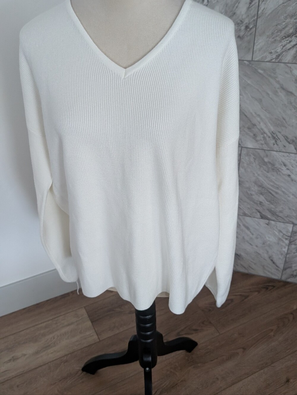 V-Neck Cream Knit Sweater And Pants